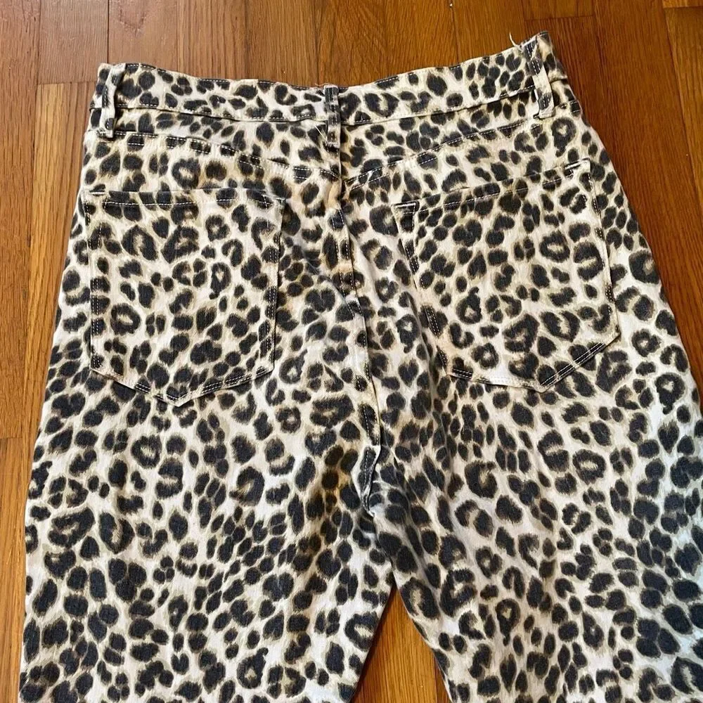 FRAME | ali high rise cigarette jeans beige leopard print 30